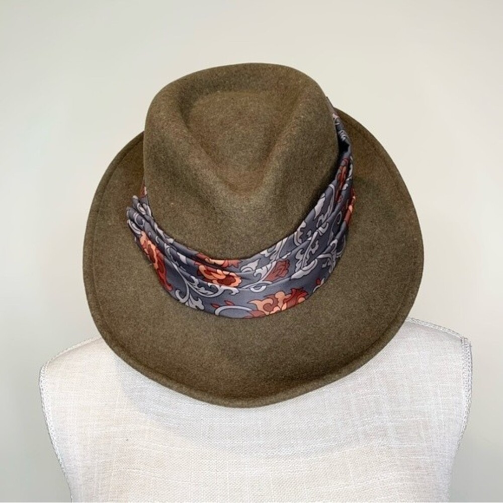 VTG The Natural by Bollman Wool Hat Bohemian Ribbon Detail Large